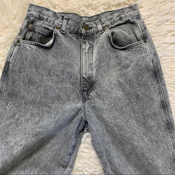 Vintage Chic Stonewashed Black Gray Jeans Made USA - Picture 3 of 10